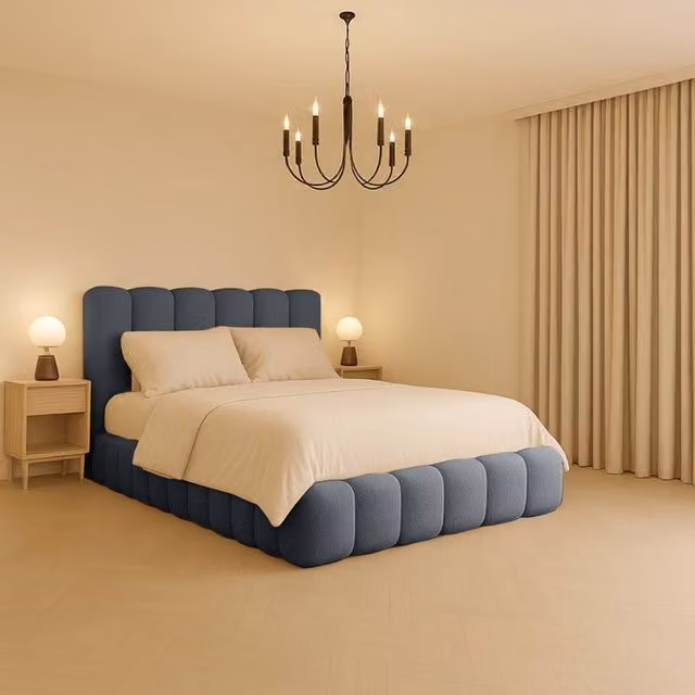 Desire Deco Alice Plush Velvet Upholstered Bed Frame in Grey, W/D/H: 200 x 200 cm