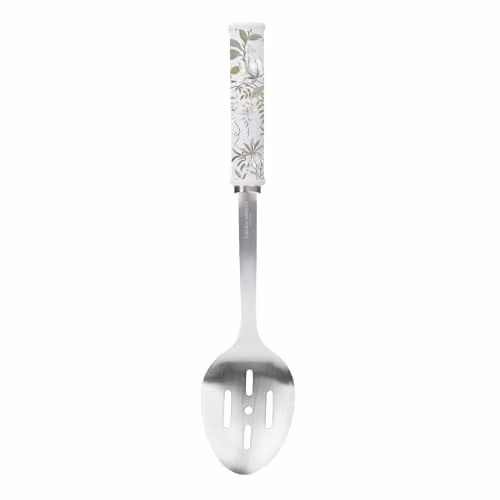 Laura Ashley Sage Parterre Stainless Steel and Ceramic Slotted Spoon in Green, Silver and Multicolour