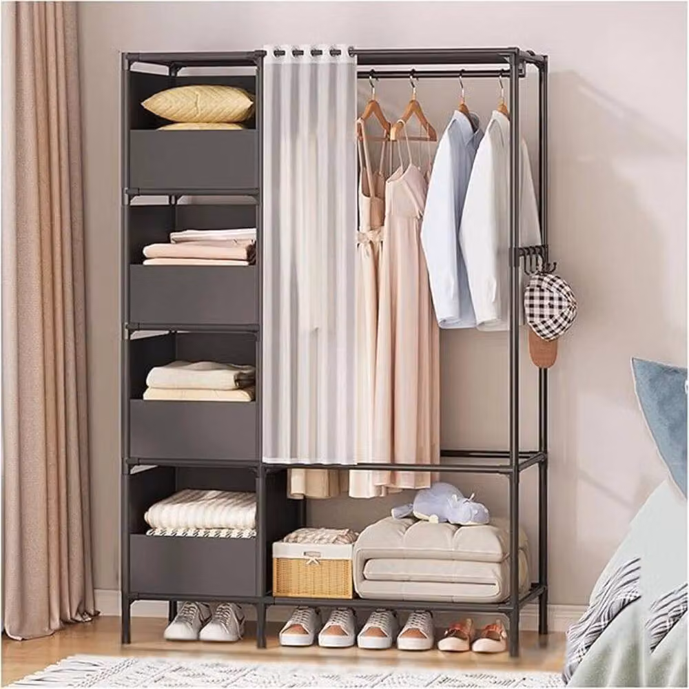 FORGEVIO Black Matt Metal Heavy Duty Clothes Rail Rack – 3