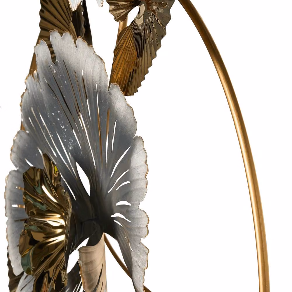 Wyld and Coco Gold Metal Floral and Geometric Round Wall Ornament – 3