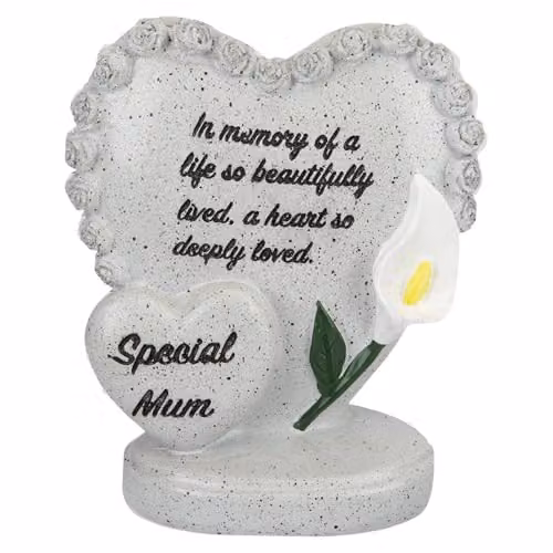 VFM e-Store Memorial Flower Pot Ornament in Grey, Polyresin, W/D/H: 15 x 15 x 13 cm – 1