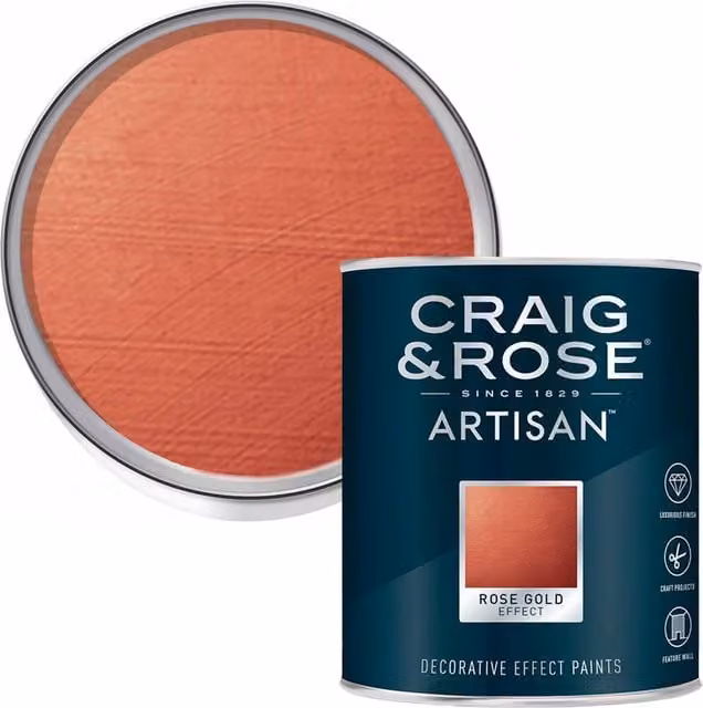 Craig and Rose Artisan Decorative Effect Paint in Rose Gold, 0.75 l
