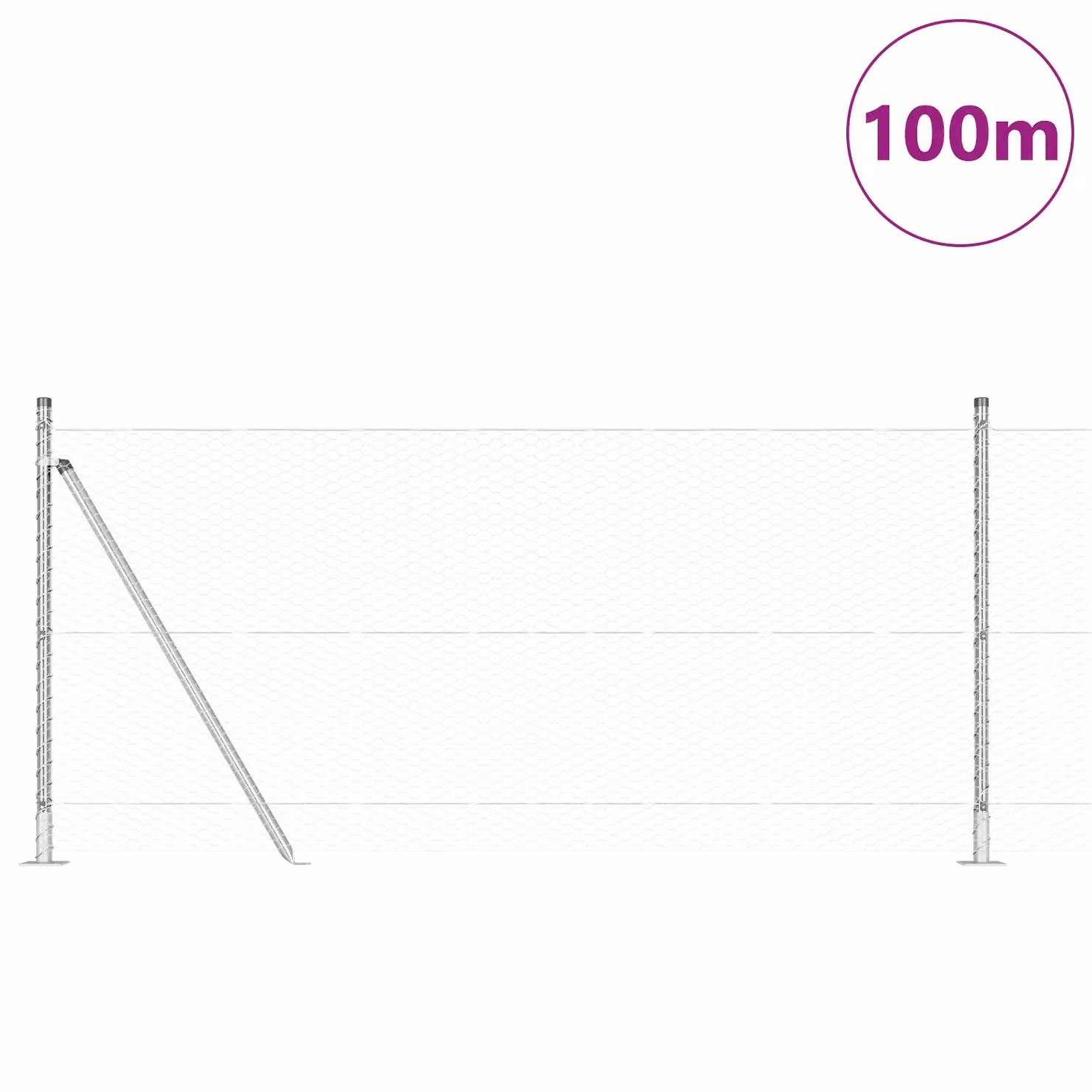 Berkfield Home Hexagon Fence in Silver Galvanised Steel, 1 x 100 m – 2