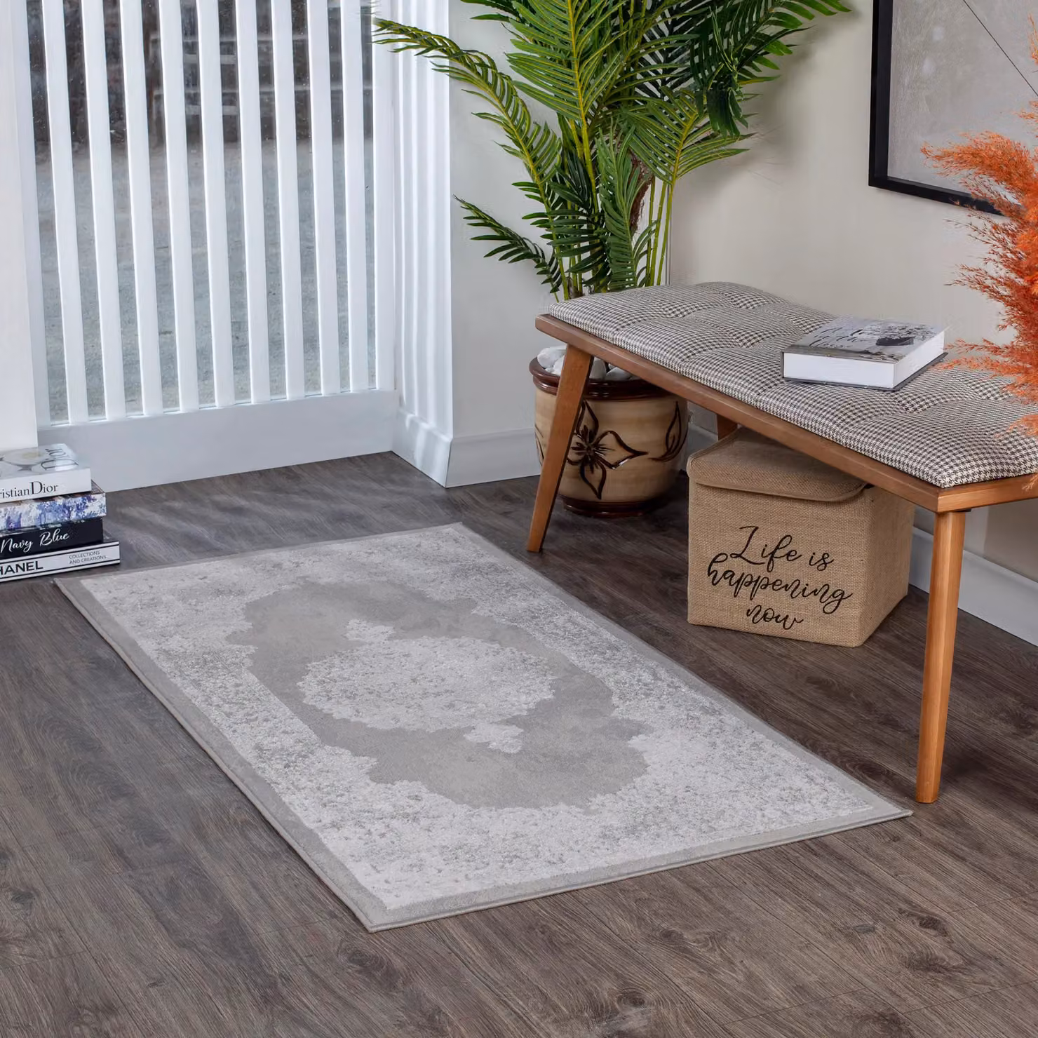 Livabliss Lustro Vintage Boho Abstract Rug in Beige, Grey and White, W: 160 cm, D: 220 cm – 3