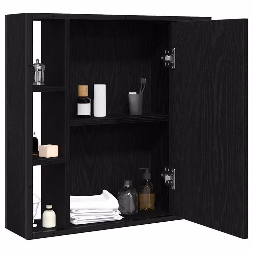 Berkfield Home Black Oak Bathroom Mirror Cabinet, W/D/H: 60 x 16 x 60 cm – 3