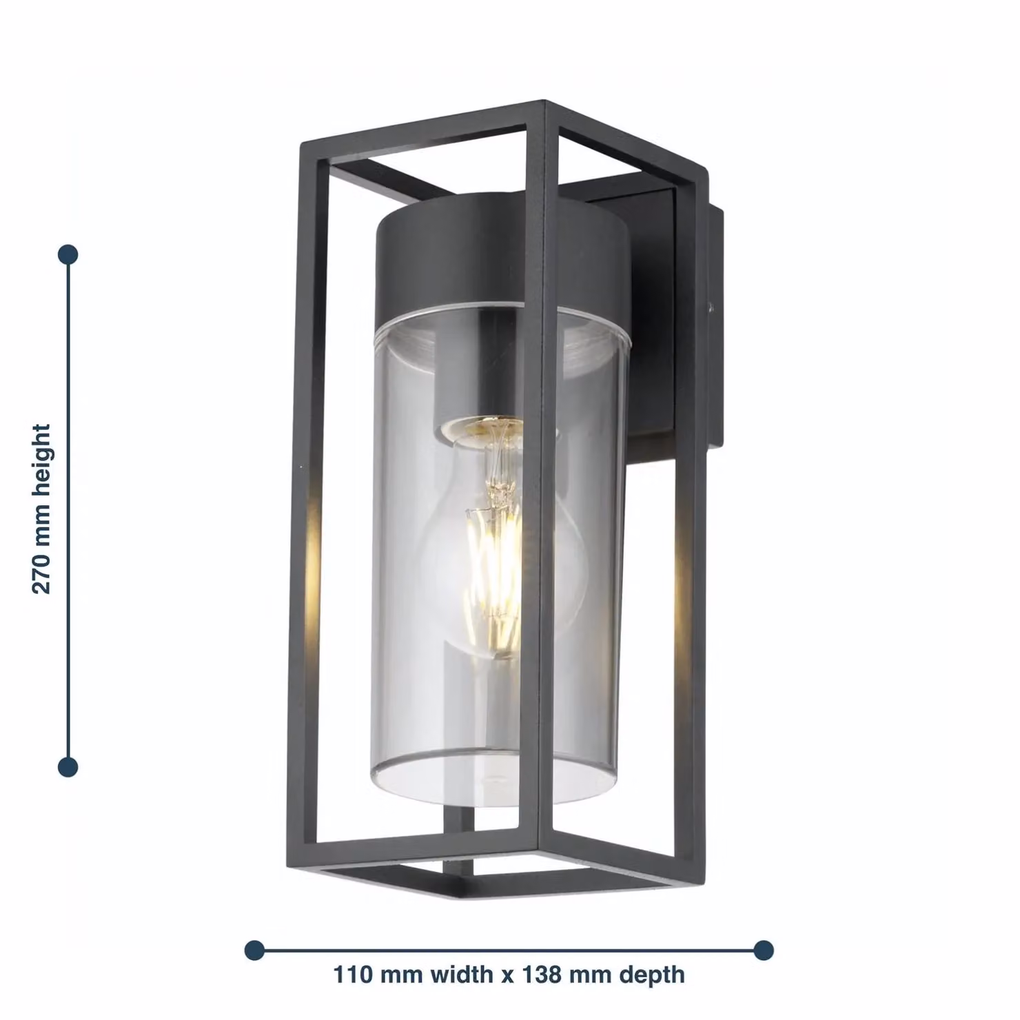 First Choice Lighting Hale Black and Transparent IP44 Outdoor Wall Light – 5