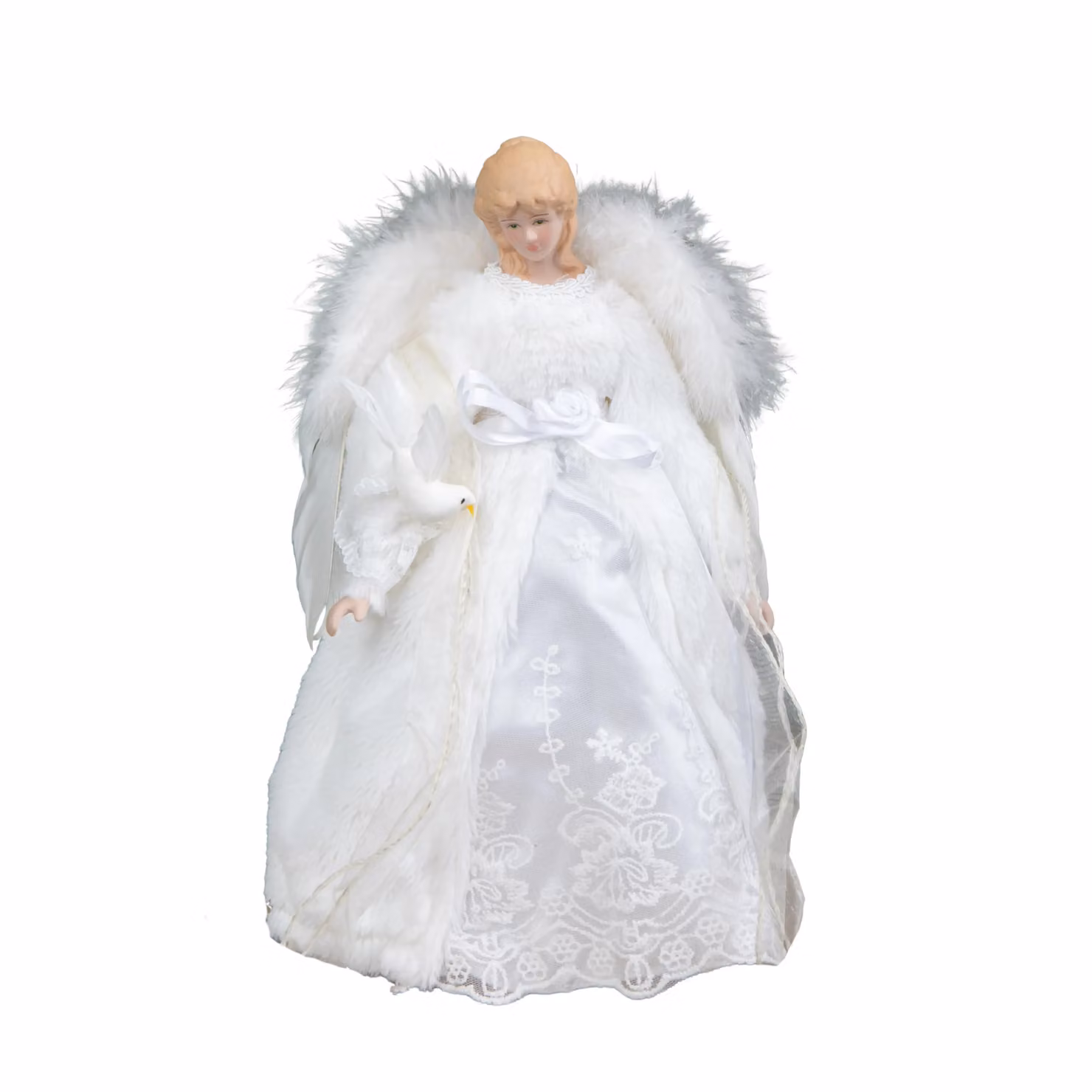 Samuel Alexander White Angel Holding Dove Christmas Tree Topper, 30 cm – 6