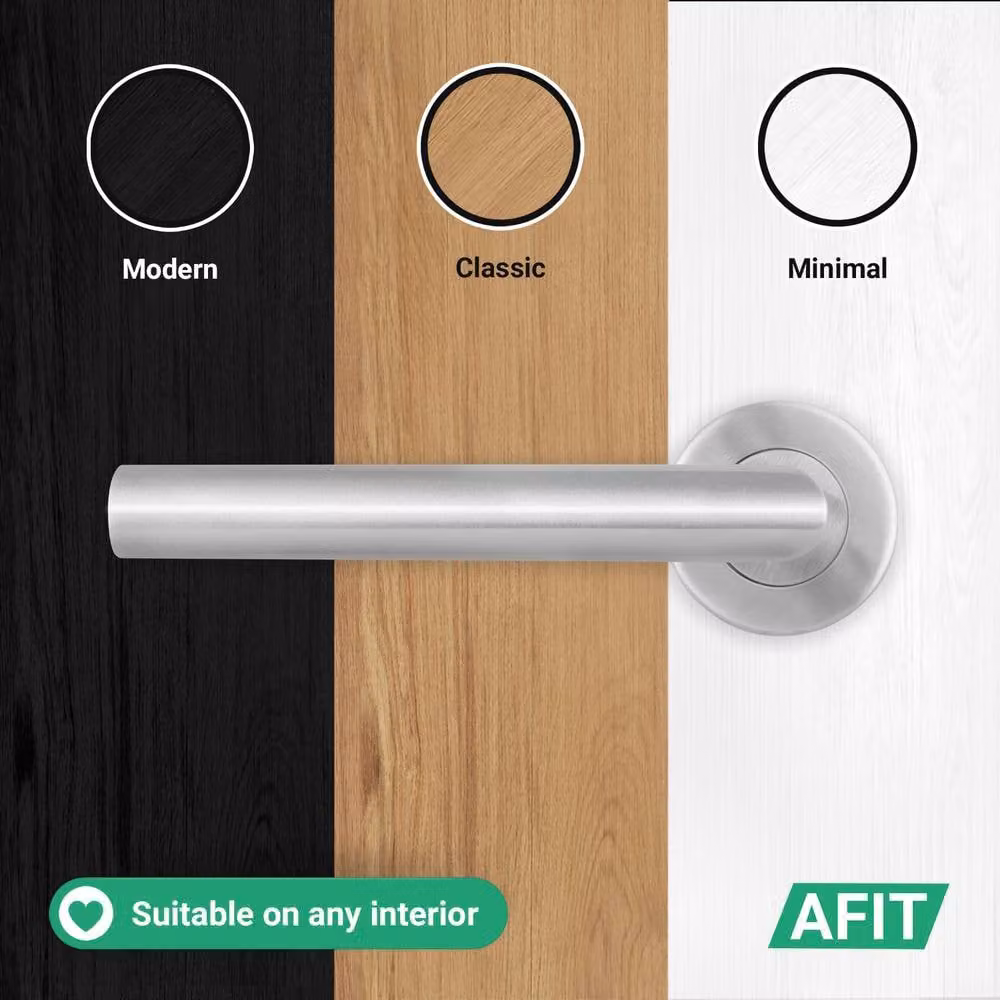 AFIT Satin Lever on Rose Euro Lock and Hinge Kit with Thumbturn in Silver – 5