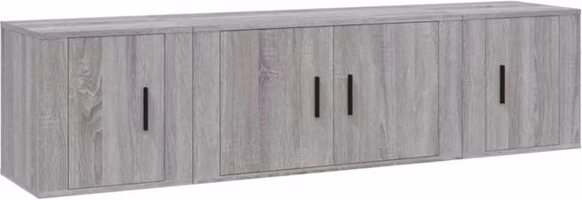 Berkfield Home 3 Piece Grey Sonoma TV Cabinet Set with Lowboard and Wall Mounted Units – 1