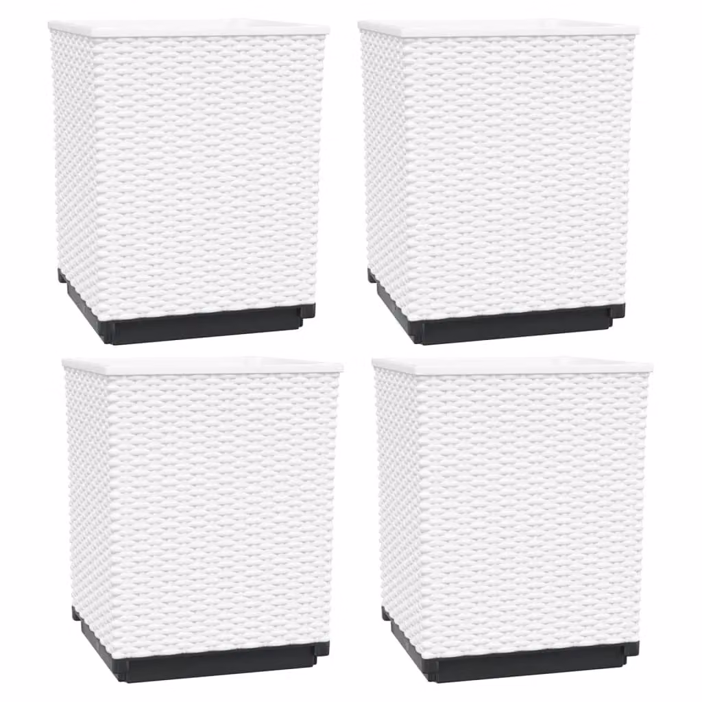 Berkfield Home Set of 4 White Polypropylene Planter Tubs, W/D/H: 30 x 30 x 37 cm – 2