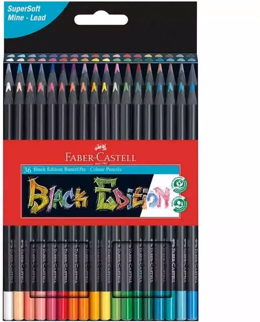 Faber-Castell Black Edition Colouring Pencils, 36 Pack, Multicolour