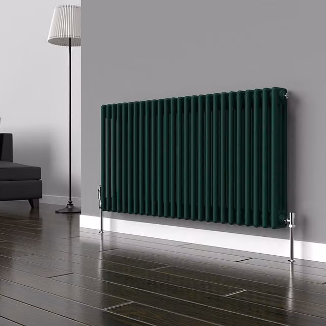 Lux Heat Horizontal Column Radiator in British Racing Green, H 60 cm x W 119 cm