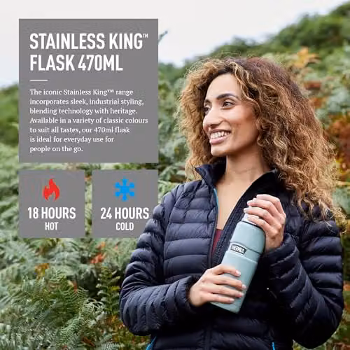 Thermos King Stainless Steel Vacuum Insulated Drinks Flask, Grey, 470ml – 3