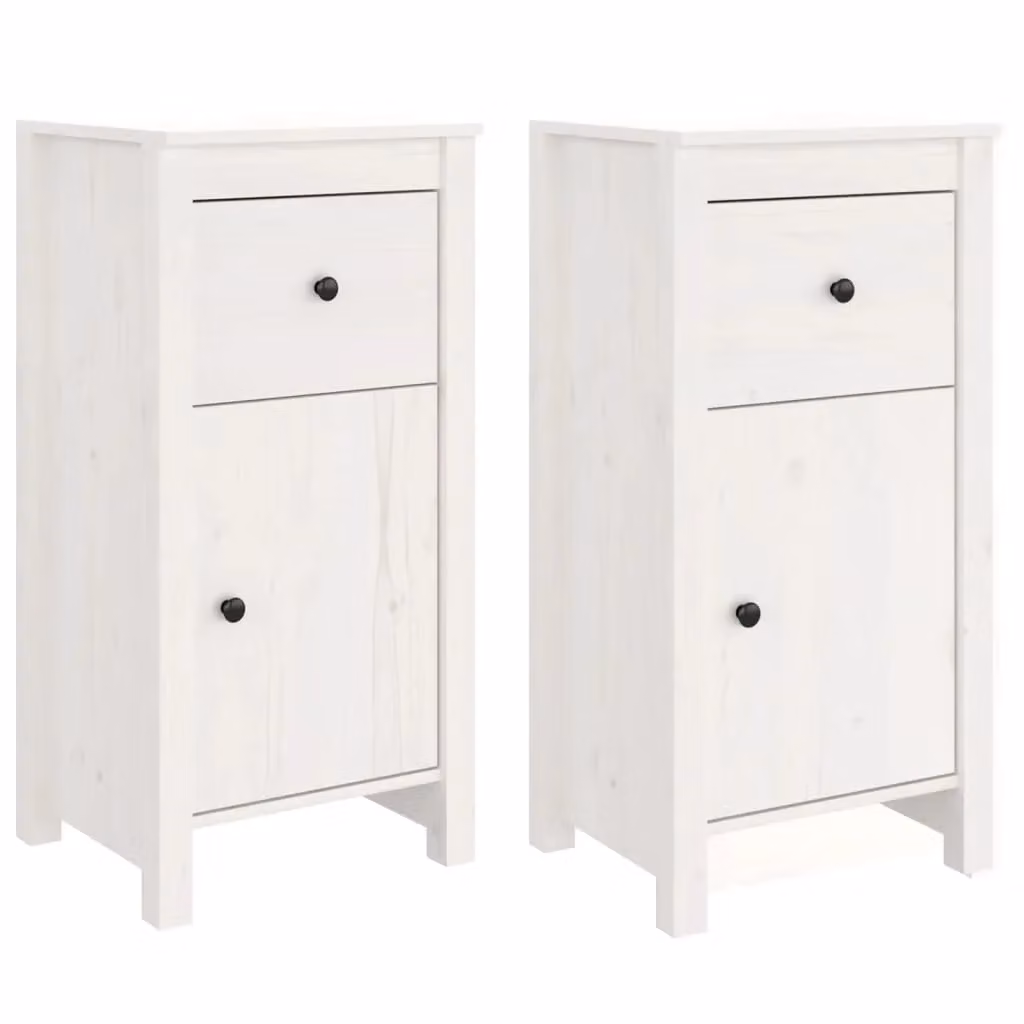 Berkfield Home Set of 2 White Rustic Solid Wood Pine Sideboards, W/D/H: 40 x 35 x 80 cm – 2