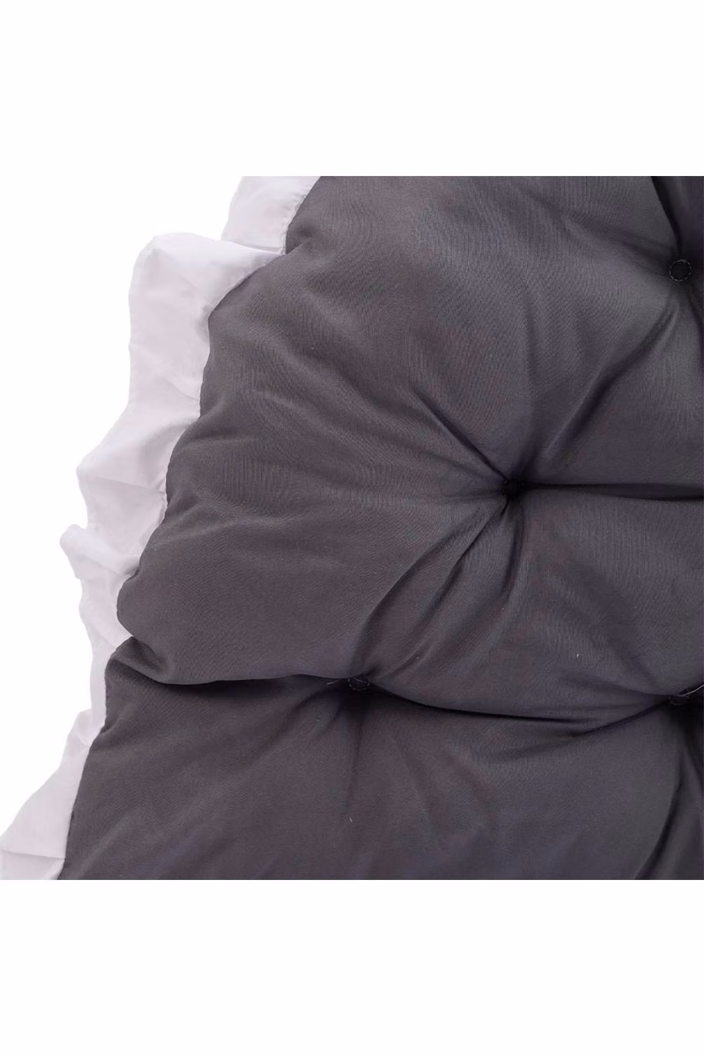 Living and Home Ruffled Tufted Princess-Style Bed Backrest Pillow in Grey and White, W/H: 100 x 50 cm – 3
