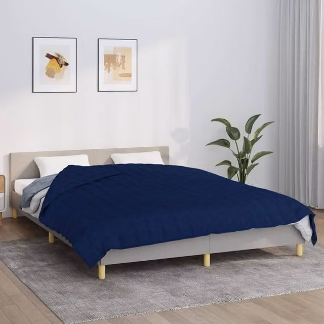 Berkfield Home Weighted Blanket in Navy Blue, W: 200 cm, D: 225 cm, 13 kg – 1