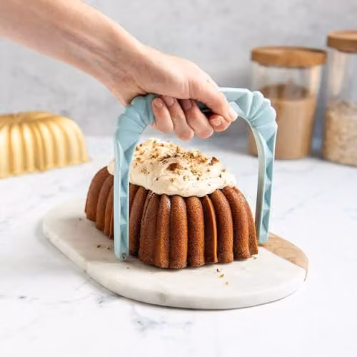 Nordic Ware Blue Adjustable Bundt Slicer with Stainless Steel and Plastic Construction – 2