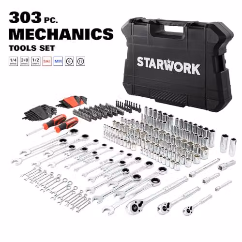 STARWORK True Mechanic 303-Piece Professional Mechanics Tool Set in Black, SAE and Metric, Chrome Vanadium and Stainless Steel – 2