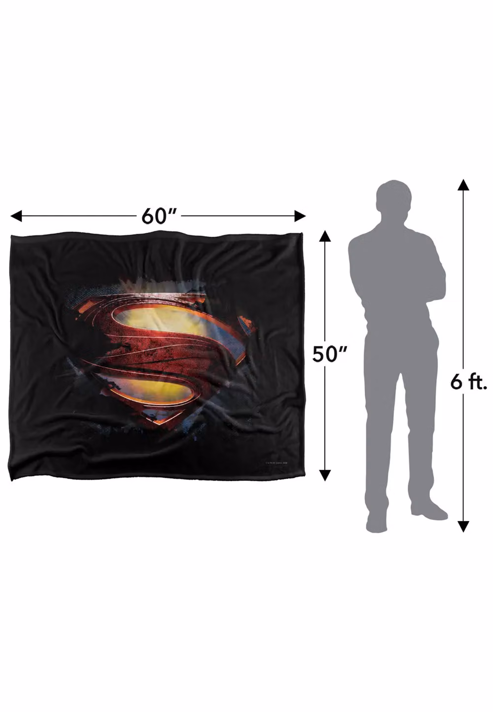 DC Comics Superman Man of Steel Grungy Shield Super Soft Microfibre Throw Blanket, White, W: 152 cm, D: 127 cm – 7