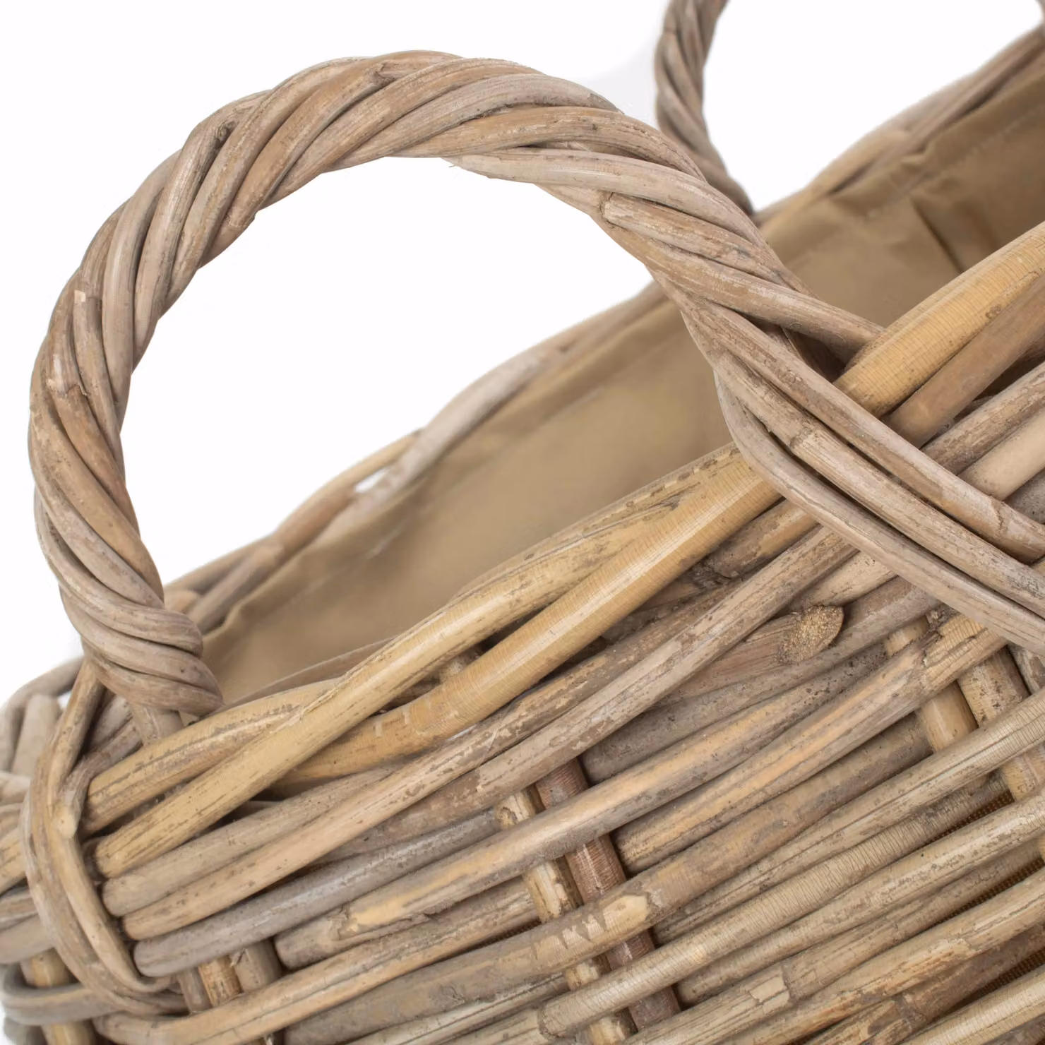 Red Hamper Amphora Rattan Log Basket with Hessian Lining in Grey or Brown – 3