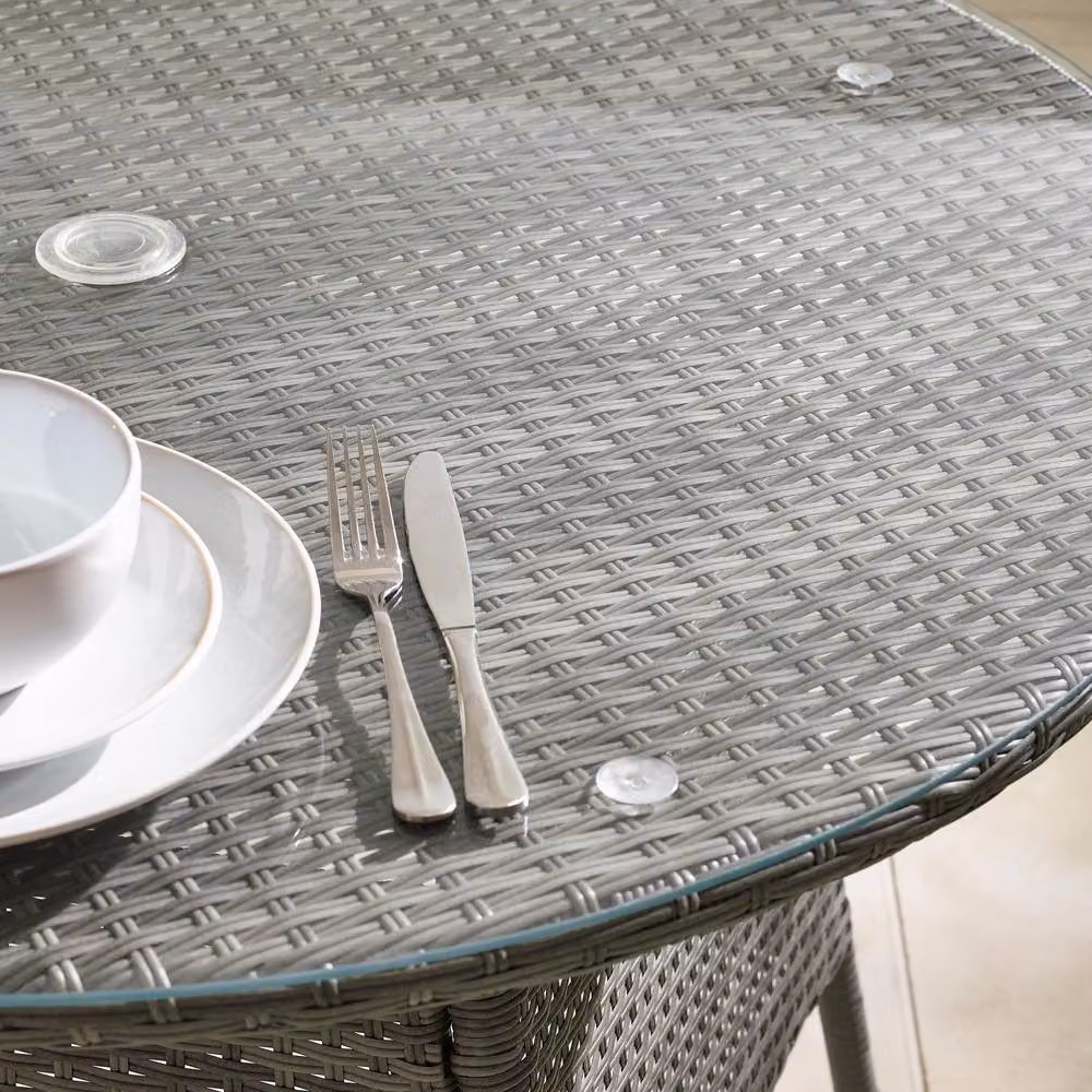 FurnitureboxUK Antigua Grey Rattan 4 Seat Round Garden Dining Set with Glass and Metal Table – 2