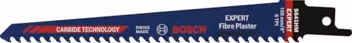 Bosch Professional Expert Fibre Plaster S 641 HM Carbide Tipped Reciprocating Saw Blade for Stone, Length: 150 mm, Blue/Multicolour – 1