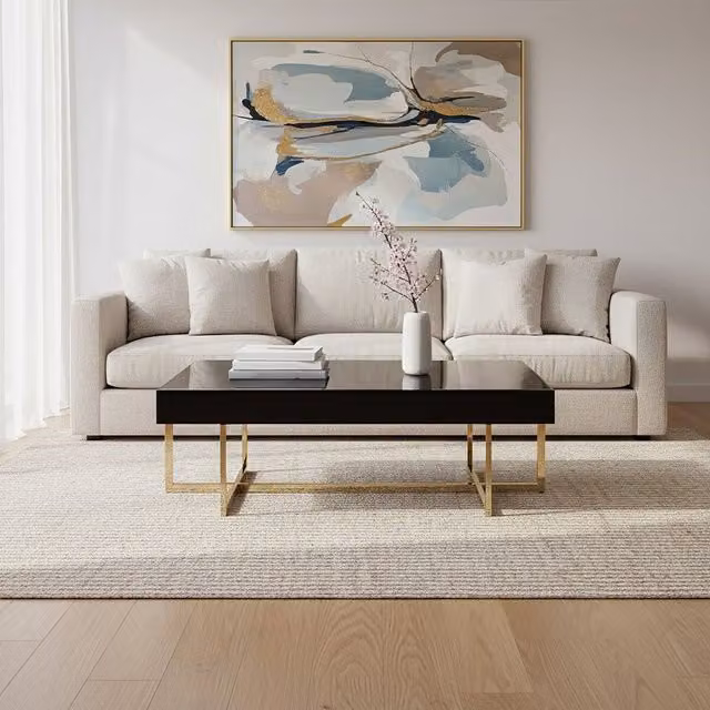 Fifty Five South Ragusa Rectangular Glass Coffee Table in Black and Gold – 2
