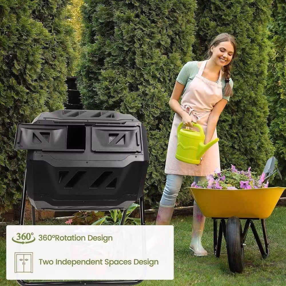 FLAVORA 160L Dual Chamber Composter Tumbler Bin in Black – 5