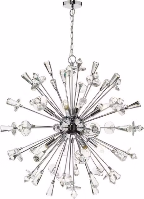 Där Lighting Exodus 8 Light Crystal Pendant in Polished Chrome and Silver