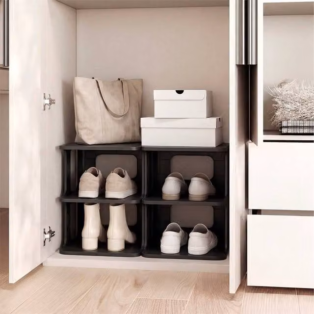 FORGEVIO 6-Tier Stackable Shoe Rack in Black