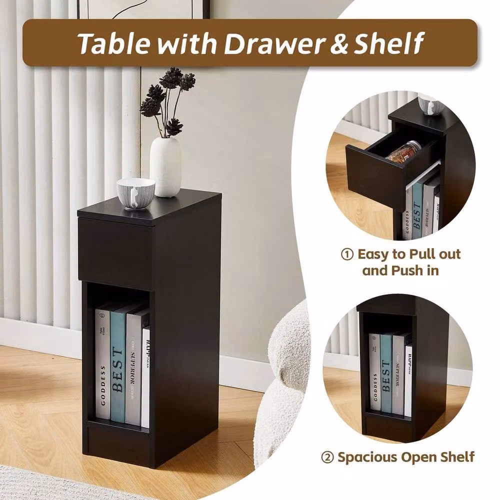 KORVIXA Black Modern Set of 1 Bedside Tables – 4