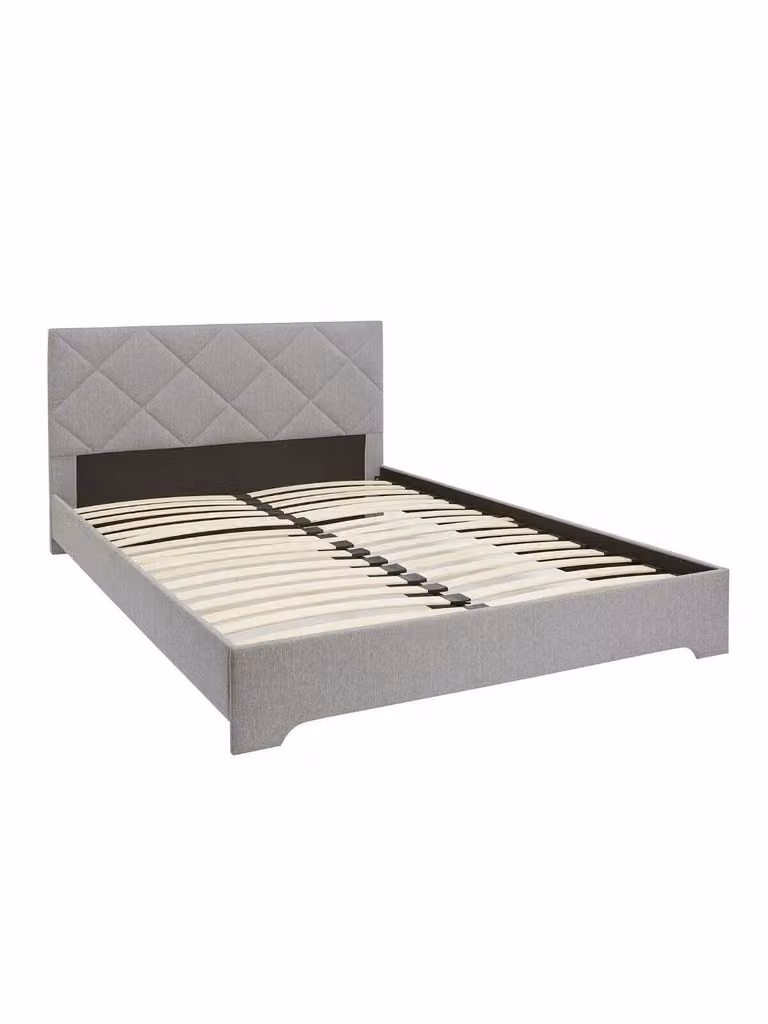 Very Home Upholstered Geometric Bed Frame in Grey, W/D/H: 180 x 200 x 101 cm
