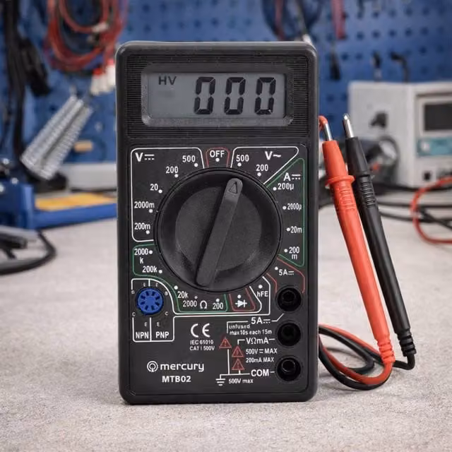 Dragodirect MTB02 19 Range Digital Multimeter AC/DC Voltage Tester, Black – 1