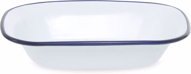 Orsina Enamel Rectangular Pie Dish in White and Blue, 20 cm