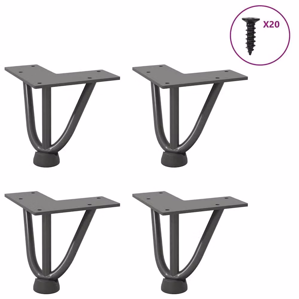 Berkfield Home Hairpin Table Legs, 4 Pieces, Anthracite Matt Solid Steel, Height: 10 cm – 2