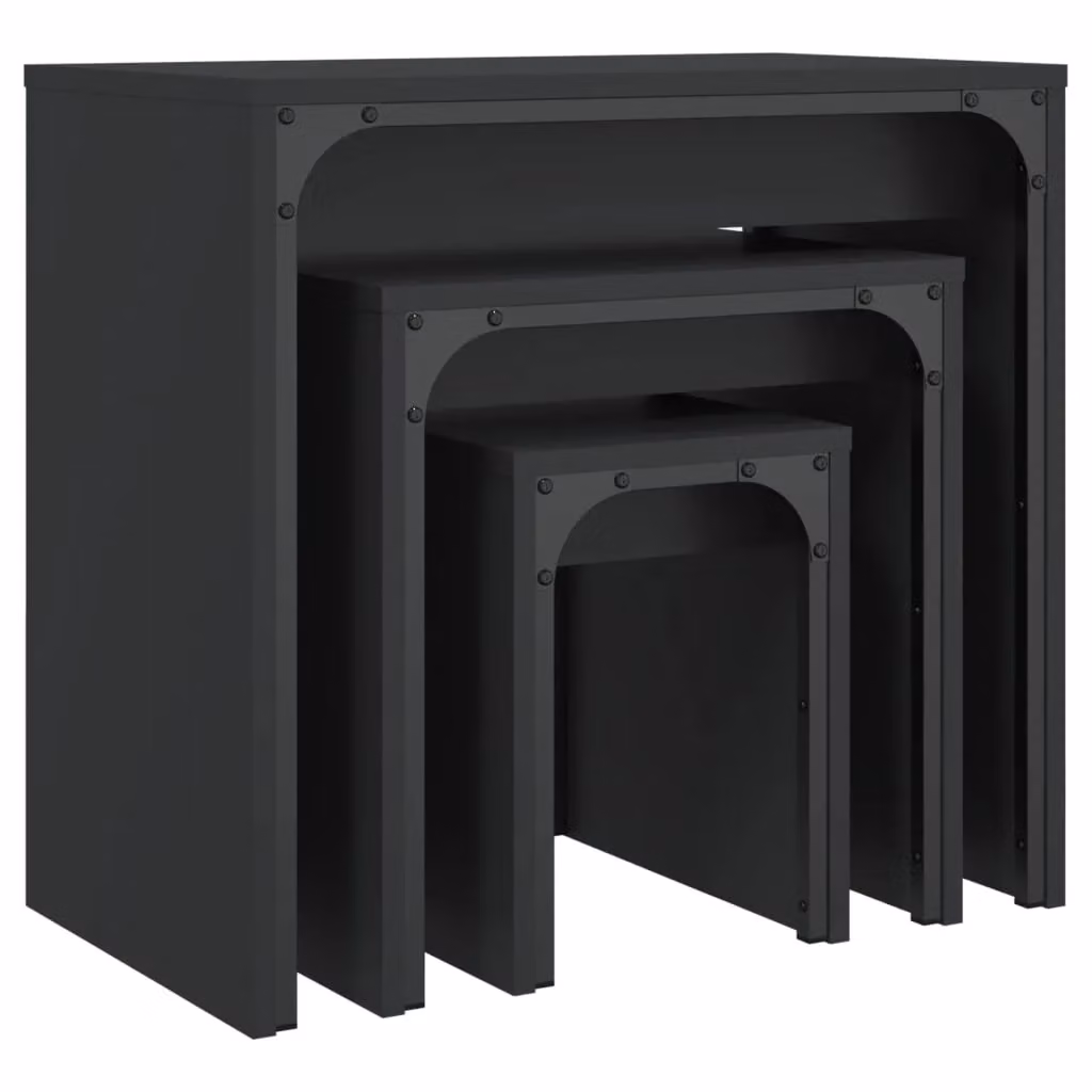 Berkfield Home Nesting Coffee Tables, Set of 3, Black Engineered Wood – 3