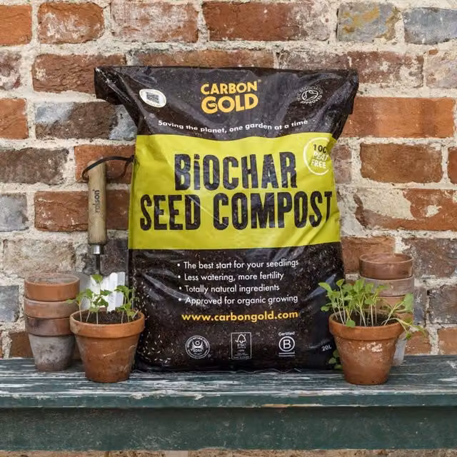 Carbon Gold Biochar Seed Compost, Peat-Free Coir, 2 x 20L, Brown