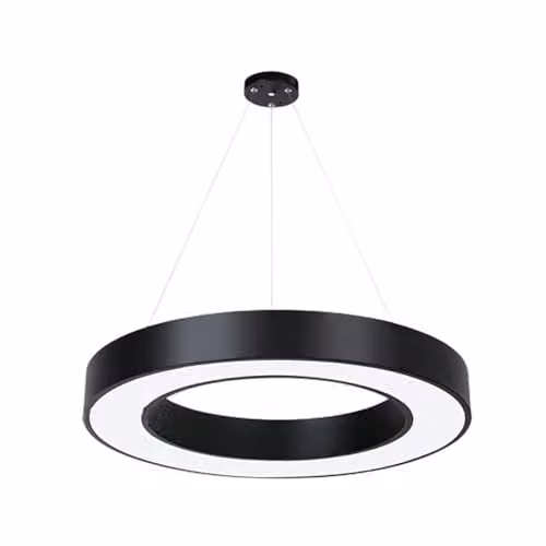 ENER-J Modern Round LED Pendant Light, 24W 6500K Cool White, Black Minimalist Suspended Ceiling Lamp, Diameter: 60 cm – 1