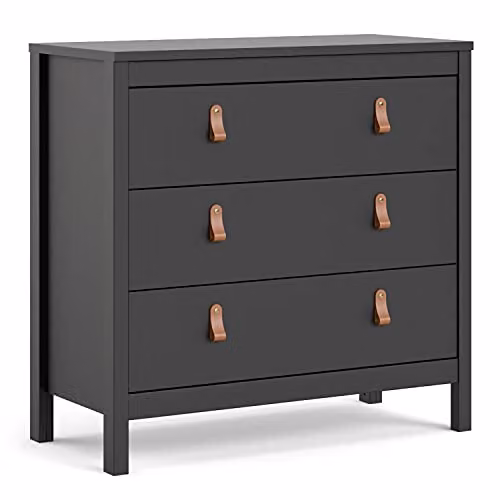 Furniture To Go Barcelona Matt Black Wood Chest of 3 Drawers – 2