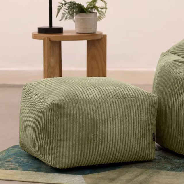 Amara Corduroy Beanbag Footstool - Green