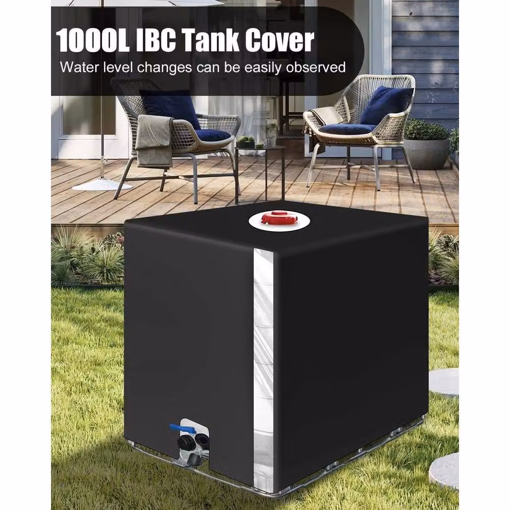 FLAVORA Heavy Duty Black Polyester IBC Container Cover for 1000 Litre Containers, W/D/H: 100 x 15 cm – 4