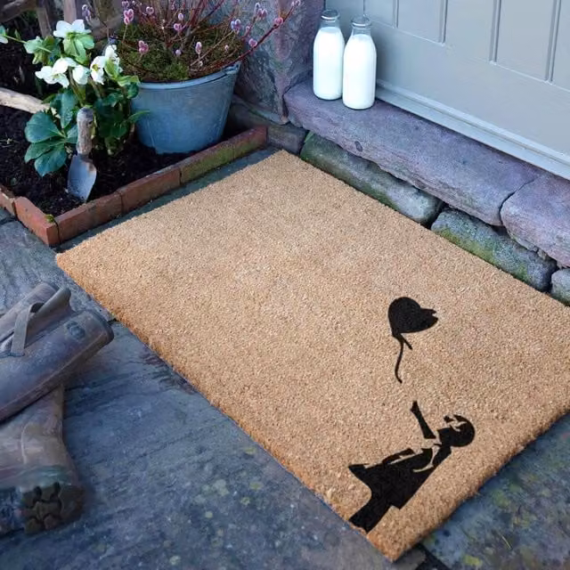 Artsy Mats Balloon Country Coir Doormat in Grey, W: 60 cm, D: 90 cm – 1