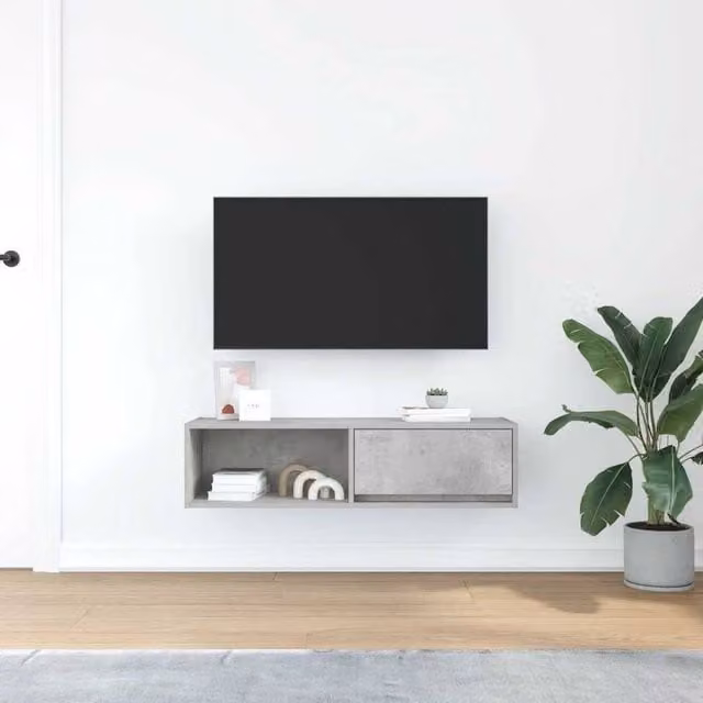 Berkfield Home TV Cabinet in Concrete Grey, W/D/H: 100 x 31 x 25.5 cm