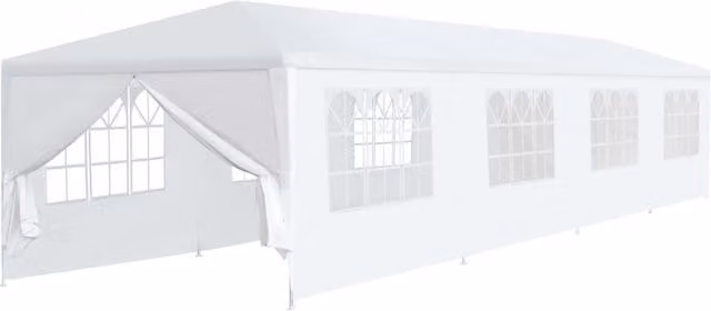 Berkfield Home Garden White Steel Gable Marquee with Window W/D/H: 12 x 3 x 3 m