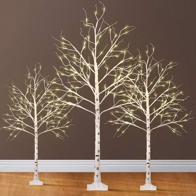 EONLION 3-Piece White Twig Christmas Tree Set, Height: 100 cm – 1