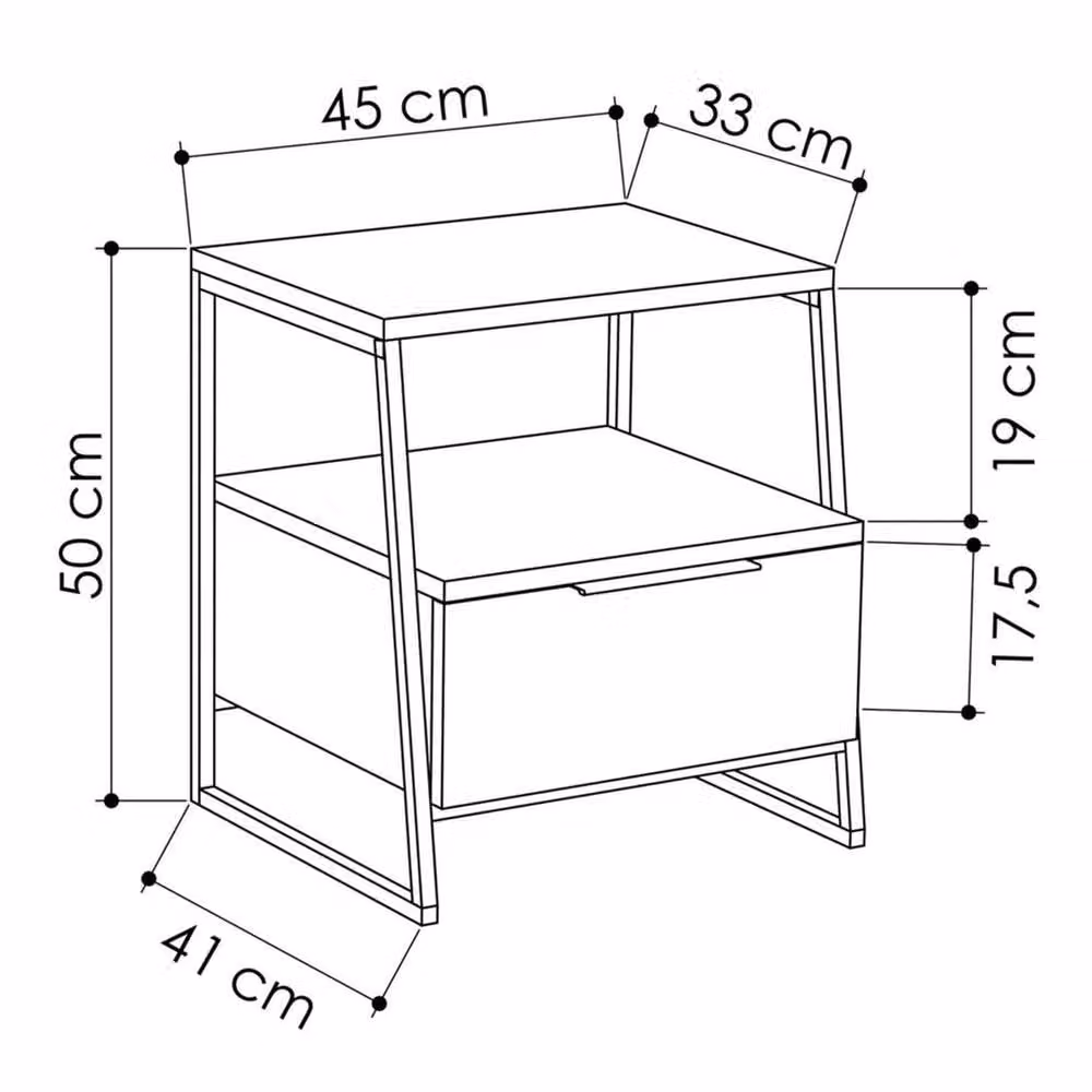 ERGOVEXA Modern 1 Drawer Bedside Table Nightstand in Black, White or Multicolour – 2