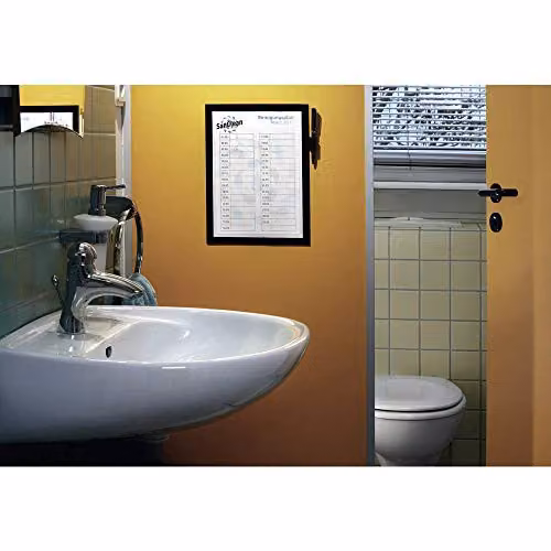 Durable DURAFRAME Self-Adhesive Magnetic Memo Holder, A4 Format, Black – 2