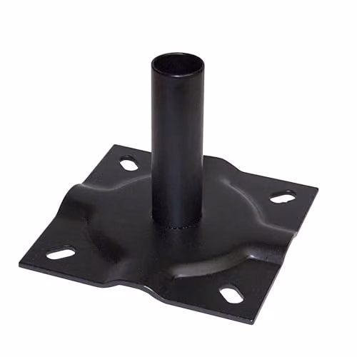 Primrose Black Powder Coated Round Surface Mount Bolt Down Fence Bracket in Galvanised Steel – 3