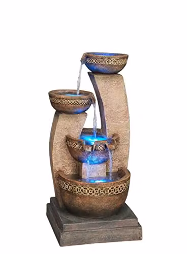 Tranquillity Kanthoros Mains Powered Cascade Water Feature in Grey and Brown, W/D/H: 62 x 28 x 28 cm – 2