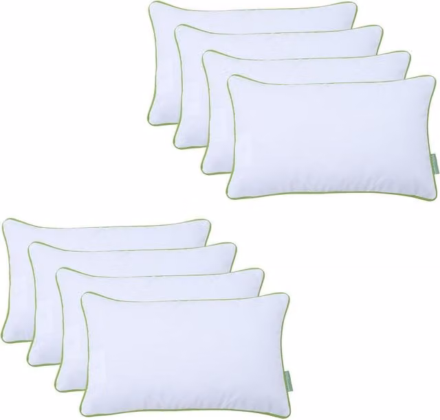 Gardenista White Rectangular Pillow with Colour Piping and Removable Stain Repellent Cover